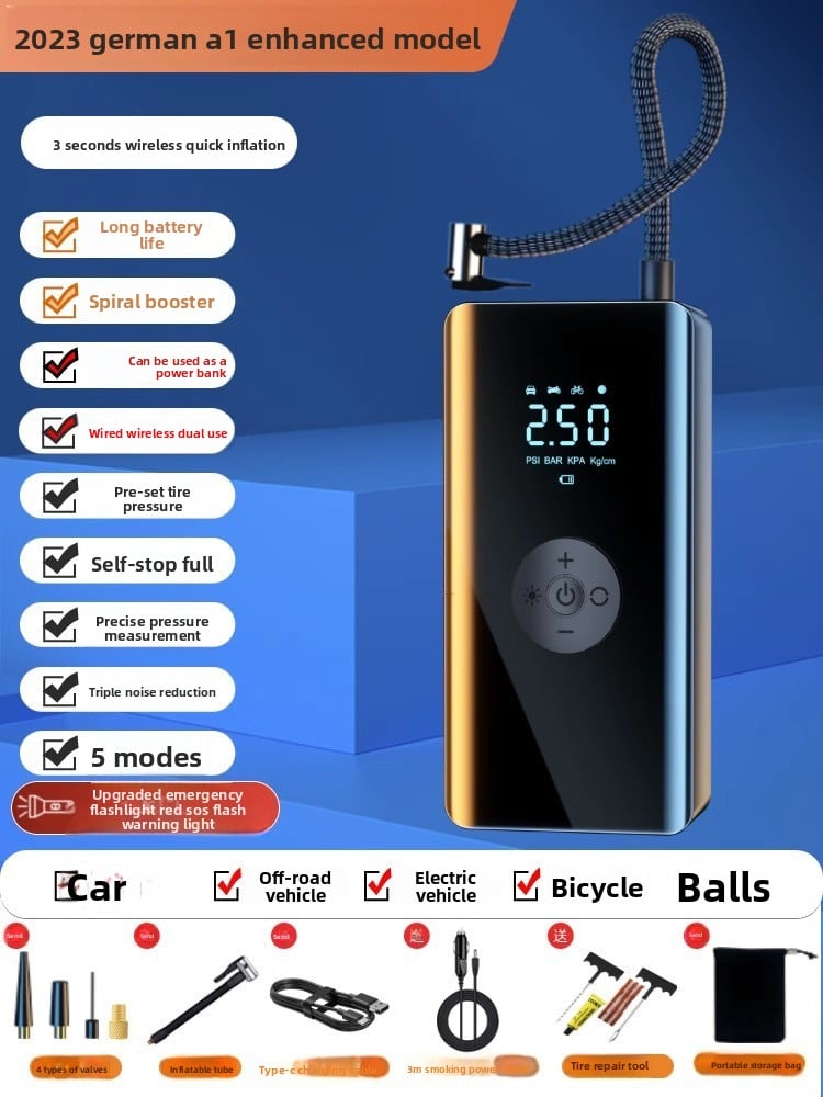 Portable electric air pump for vehicles