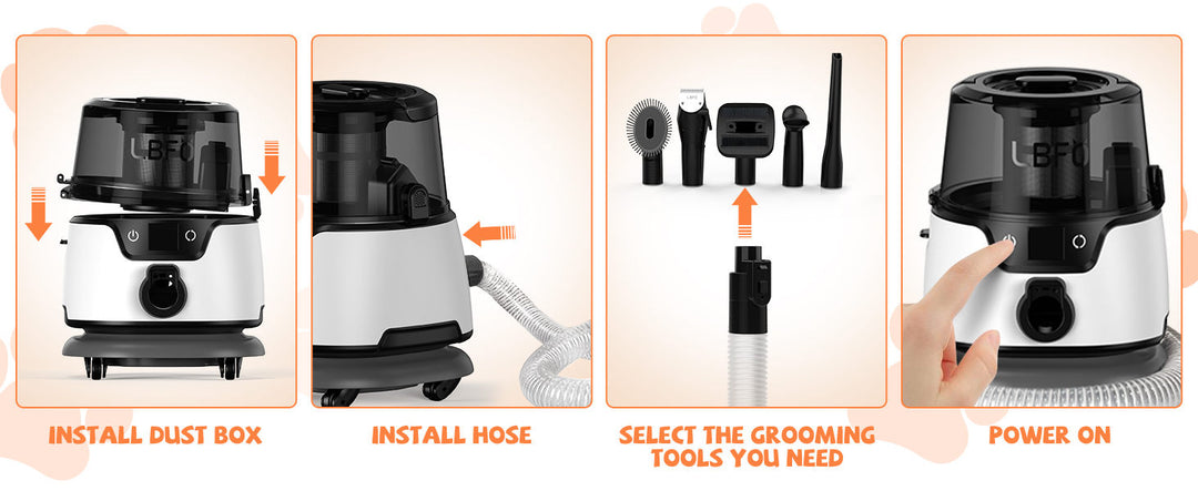 Dog Grooming Kit,Pet Hair Vacuum and Dog Dryer with 5 Pet Grooming Tools, 600w Dog Grooming Vacuum with 3L Dust Cup Dog Clippers, Low Noise Pet Grooming Kit with Dog Clippers for Grooming