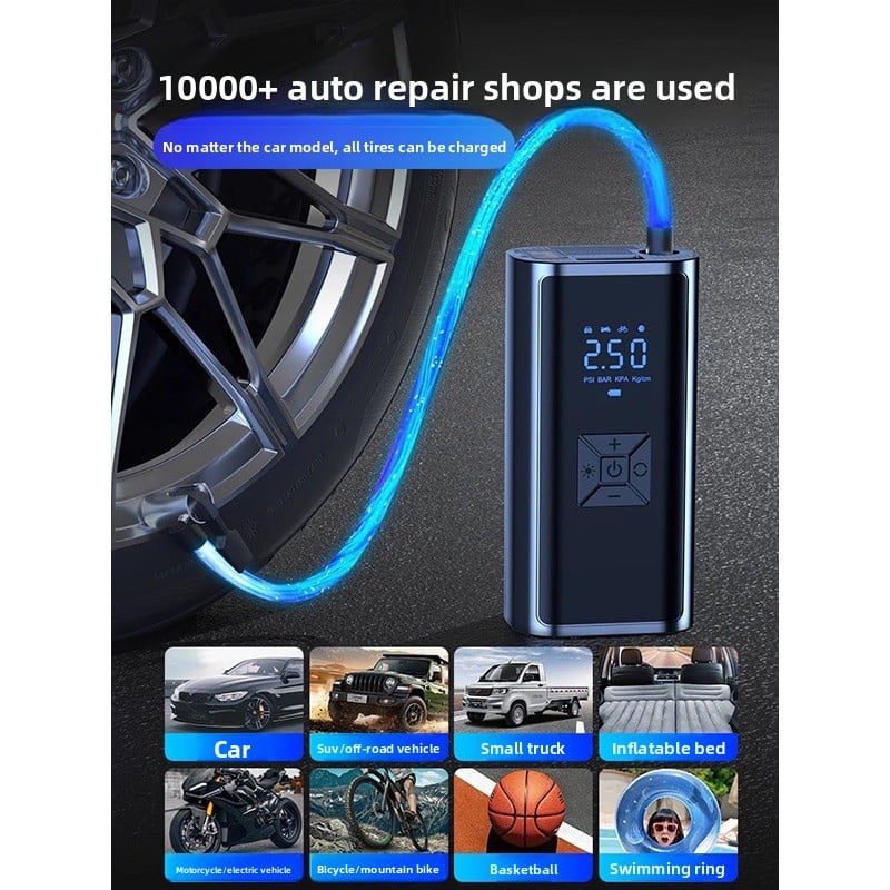 Portable electric air pump for vehicles