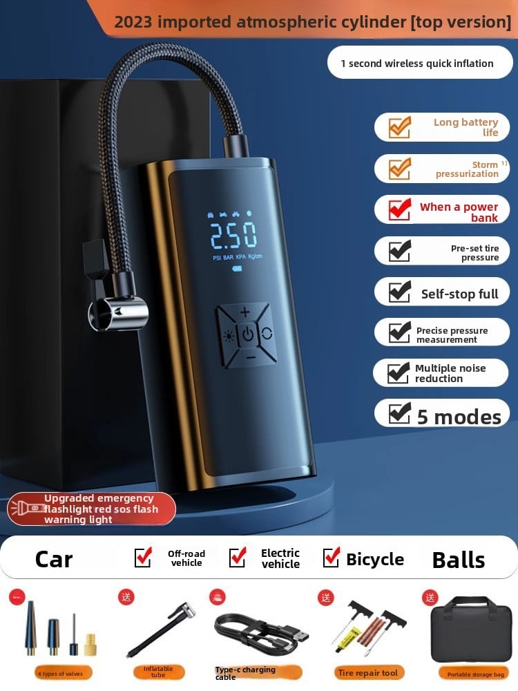 Portable electric air pump for vehicles