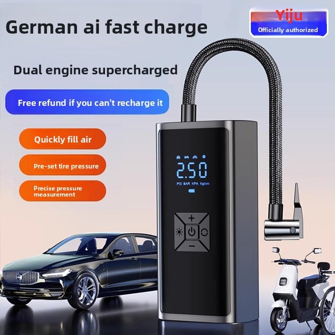 Portable electric air pump for vehicles