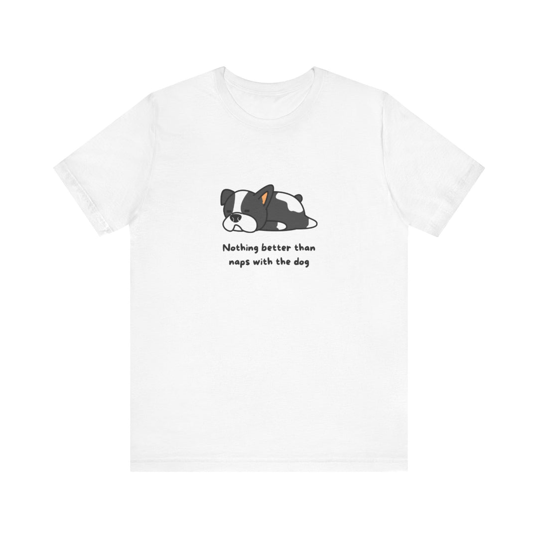 Naps with Dog Graphic Tee - Unisex Jersey Short Sleeve T-Shirt
