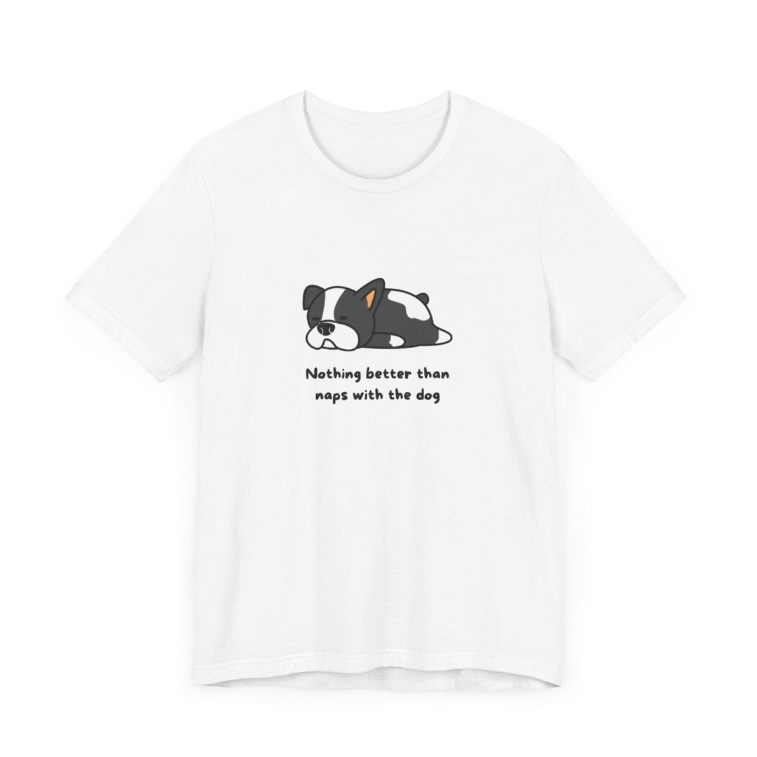 Naps with Dog Graphic Tee - Unisex Jersey Short Sleeve T-Shirt