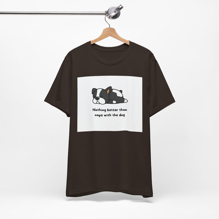 Naps with Dog Graphic Tee - Unisex Jersey Short Sleeve T-Shirt