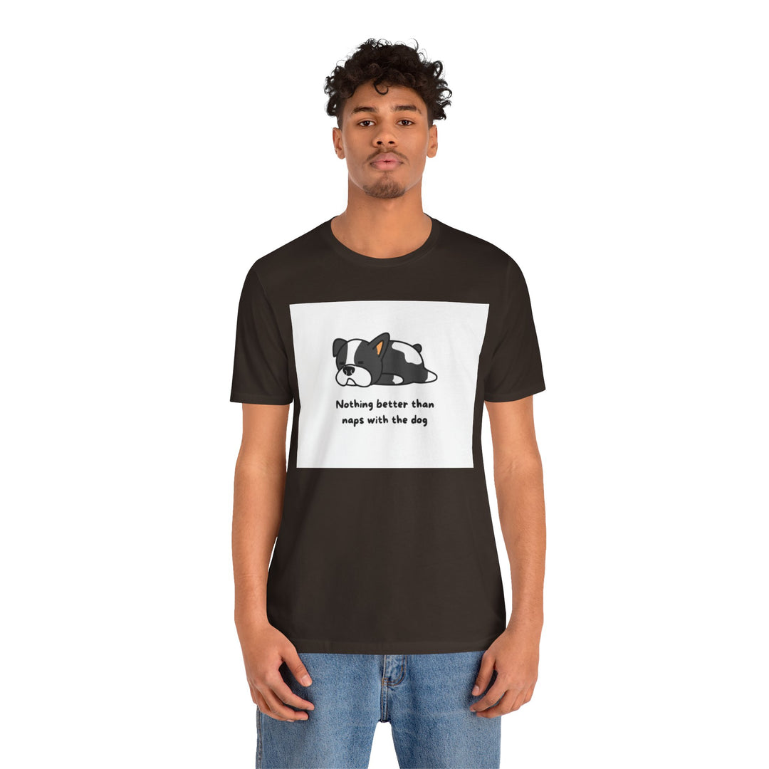 Naps with Dog Graphic Tee - Unisex Jersey Short Sleeve T-Shirt