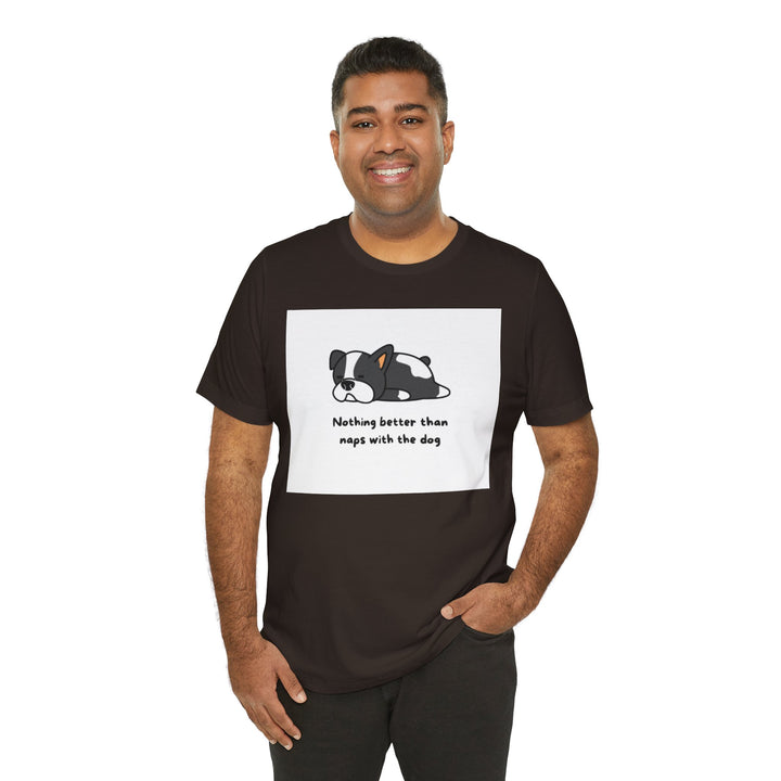Naps with Dog Graphic Tee - Unisex Jersey Short Sleeve T-Shirt
