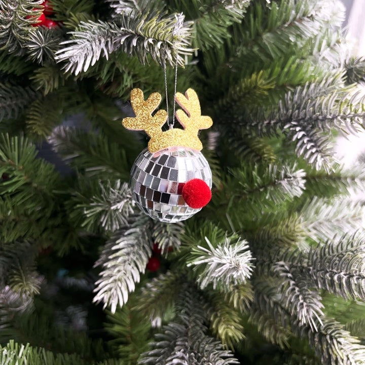 Mirror Elk Horn Christmas Ball Tree Decoration Pendant