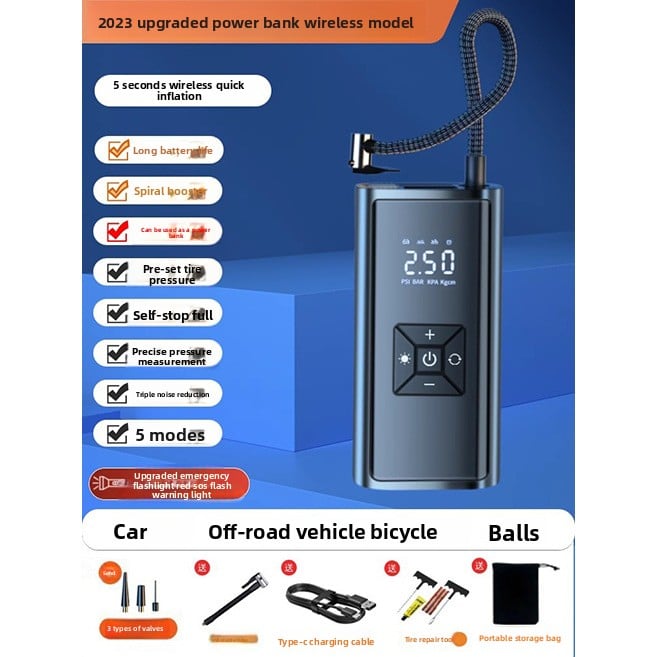 Portable electric air pump for vehicles